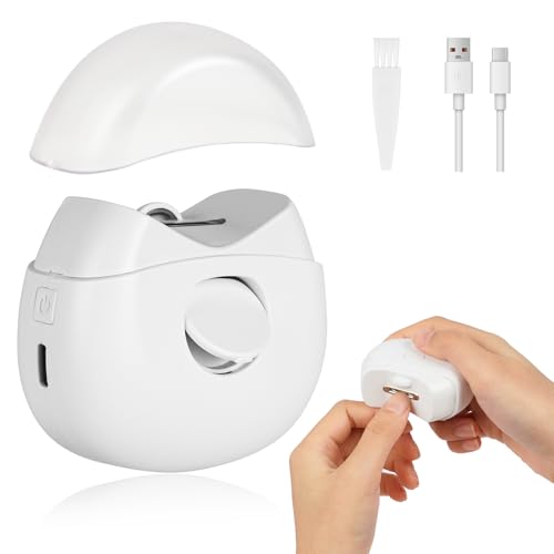 LOPHE Cortauñas Eléctrico, 2 velocidades Cortauñas Eléctrica Ajustable Automático, Cortauñas automático y recogedor de chatarra 2 en 1con Luz LED y Recargable por USB, Niños y Adultos, Blanquecino