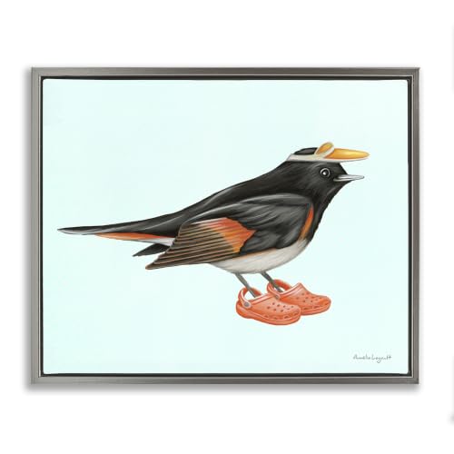 Bird in Rubber Clogs Visor, 25 x 31 Inch Canvas in Floater Frame