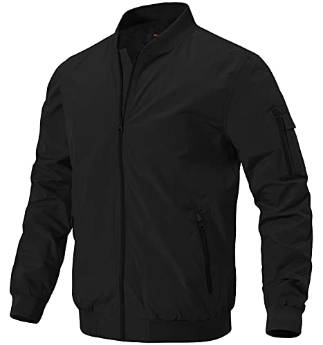 Gopune Men's Windproof Bomber Jacket Lightweight Windbreaker Outdoor Golf Fashion Coat