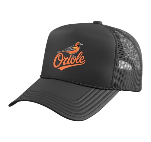 Oriole Tshirt Retro Vintage Gift for Men Women Boy Girl Bird Trucker Hat with Adjustable Mesh Back Black