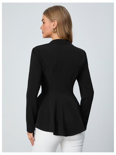 Milumia Women's Casual Long Sleeve Blazer Work Dressy Peplum Ruffle Hem Blazer Jacket with Padded Shoulder2