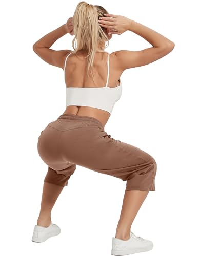 Image of SPECIALMAGIC Women Capri Pants Cotton Yoga Wide Leg Pajama Pants Capris Sweatpants Sports