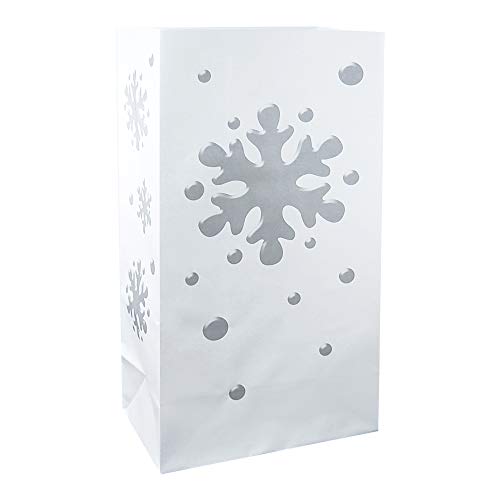 LumaBase Paper Luminaria Bags, Snowflake - Set of 24