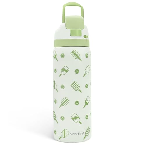 Pickleball Insulated Stainless Steel Water Bottle with Straw for Sports and Travel 32oz Gifts for Pickleball Lover Women Girls Friends Teens Birthday Christmas