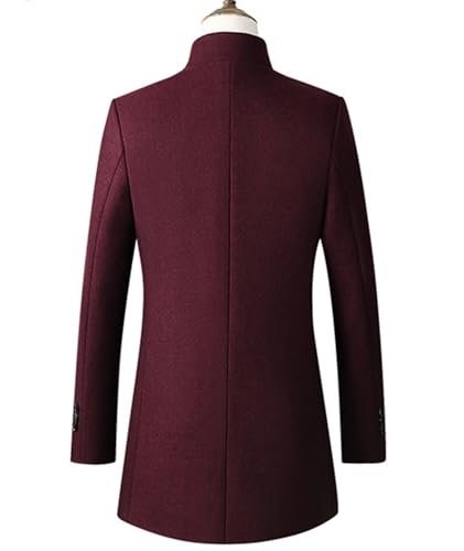 Image of SOMTHRON Men's Trench Coat Wool Blend Slim Fit Top Coat Single Breasted Business Overcoat