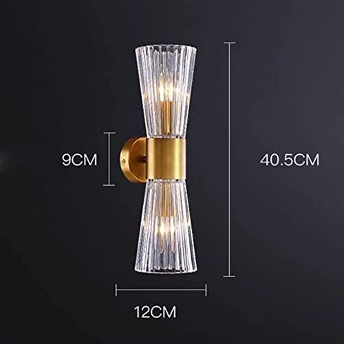 Aplique de pared E14 con doble cabezal de latón y vidrio WQHPLMD 4