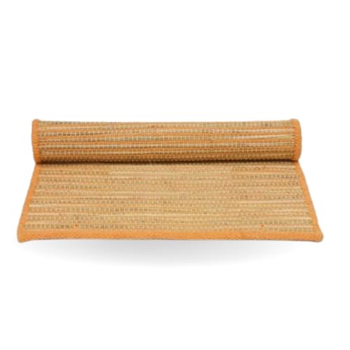 Image of SHYAMA KUSHA AASAN (Kusha Grass and Wool Aasan for Puja, Meditaion & Japa 60 * 60 Cm With Cover) (ORANGE)