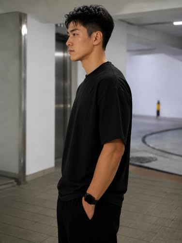 Image of Men's Printed Oversized T-Shirt | Baggy Fit Drop Shoulder Half Sleeve Round Neck | Premium Cotton Blend Graphic Printed Casual Streetwear T-Shirt for Men
