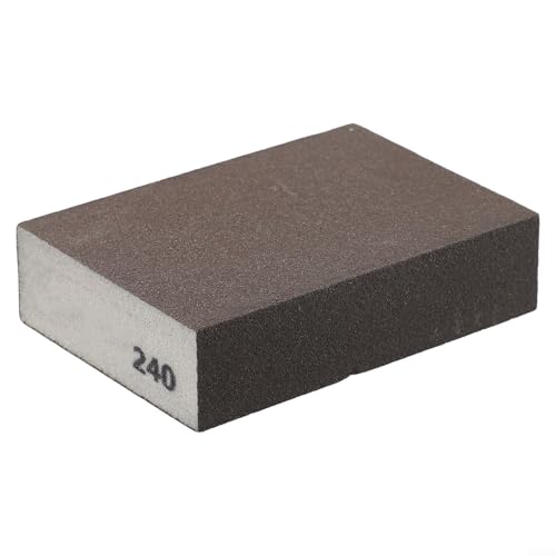 Eawfgtuw Bloc d'éponge de ponçage avec grain flexible pour papier de verre humide et sec, préparation des murs, outil de retrait de peinture, bloc d'éponge de ponçage en métal rouille (240#)