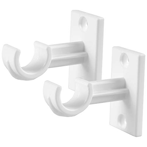 Bestlivings 2er Pack Ersatzträger für Gardinenstangen bis Ø 12 mm in Weiß (L 3,5 cm), Träger für Cafehausstangen, Scheibenstangen Cover