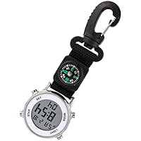 Hemobllo Reloj De Pared Multifunción Brújula De Senderismo Correas De Reloj De Nylon para Hombres Mochila Llavero Relojes De Bolsillo para Hombres Reloj Digital con Mosquetón Reloj De