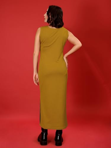Image of PURVAJA Women's Bodycon Maxi Sleeveless Round Neck Solid Dress