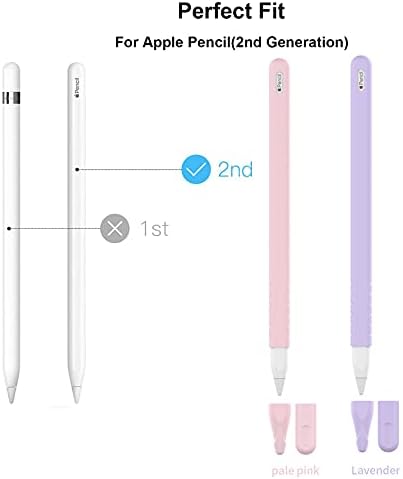 Rpanle Apple Pencil 2nd Gen Case, Apple Pencil Cover, Protective Silicone Sleeve for Apple Pencil 2nd Generation (Pink + Purple)
