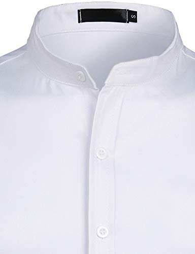 ZEROYAA Mens Hipster Solid Slim Fit Long Sleeve Mandarin Collar Dress Shirts3