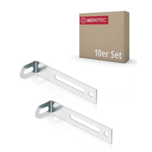Gedotec Wand-Befestigung mit Kipp-Sicherung zur Befestigung von Möbel & Schränke | Anschraubwinkel zum Schrauben - H7901 | Stahl verzinkt | 77 x 21 x 15 mm | 10 Stück - Winkel-Verbinder mit Langloch