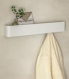 Kazai.® Wandgarderobe 'Tone' | Moderne Garderobe mit versteckten Jackenhaken und Ablage | Design Flur-Garderobenleiste aus Metall | Hakenleiste Wand-Montage | Weiß