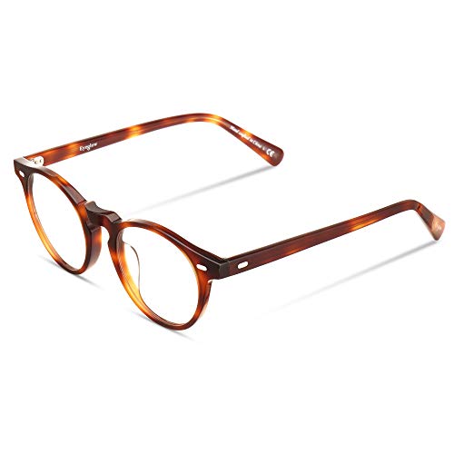 Blue Light Blocking Glasses Lightweight Eyeglasses Frame Filter Blue Ray Computer Game Glasses (Round Tortoise Frame Vs Clear Lens)