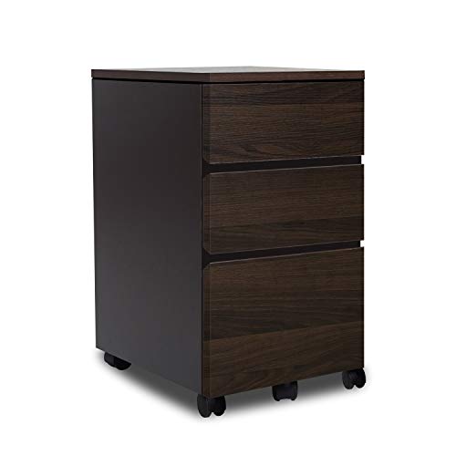 Bestier Desk Drawer Storage Cabinet with Casters Under Desk Cabinet Storage Office Drawers, Home Furniture Drawer Cabinet Organizer Night Stand Table for Study Room and Bedroom P2 Wood (Brown)