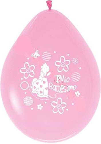 16 palloncini il mio battesimo orsetto rosa pa03