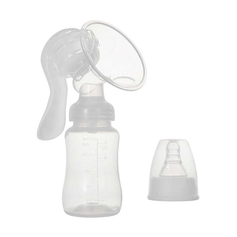 Journeyside Extractor de leche，Extractor de Leche Manual Compacto con Dos Velocidades de Succión, Diseño Ergonómico, Fácil de Usar, Libre de BPA,Viene con Chupete, 150 ml