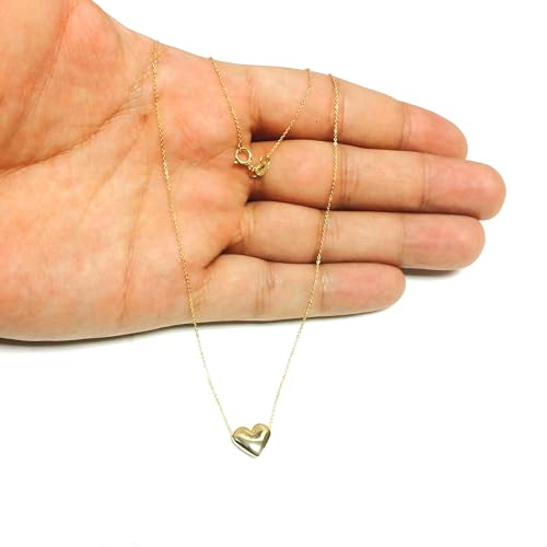 Jewelry Affairs Real Gold Puffed Heart Pendant Necklace, 18"4