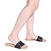 FITORY Womens Flat Sandals Fashion Round Open Toe Slip On Slides with Braided Strap Slippers for Summer Size 9 Black