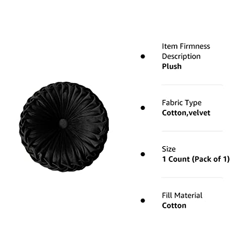Elero Round Pillows Velvet Pleated Circle Pillow Chair Cushion Floor Pillows Home Decorations For Home Couch Chair Bed Car Black… #TOP6