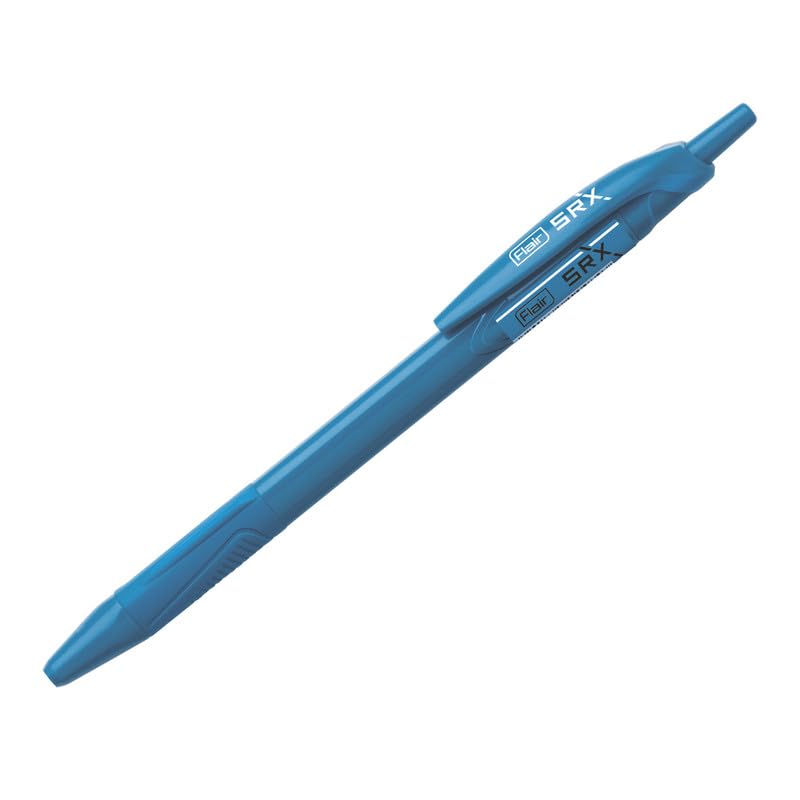 Image of Flair Srx Retractable Ball Pen Stand | Tip Size 0.7 mm | Triangular Grip For Better Hold | Light Weight Refillable Ball Pen | Vibrant Solid Body Colours | Blue Ink, Stand Set Of 50 Pens
