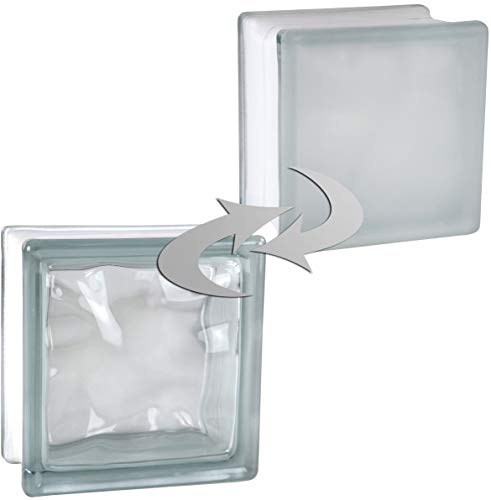5 pieza FUCHS bloques de vidrio nube neutro satinado por un lado 14,5x14,5x8 cm