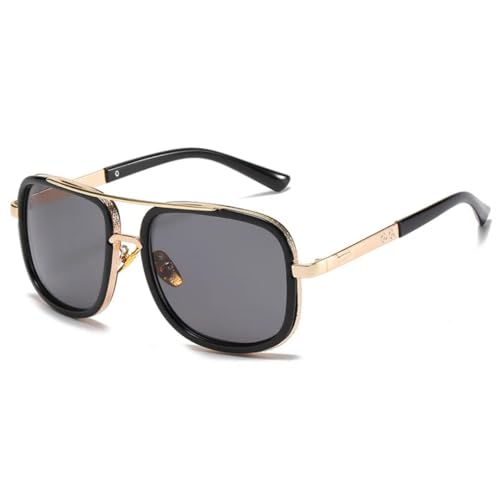Lunettes de soleil double pont UV400 noir et gris pour homme et femme