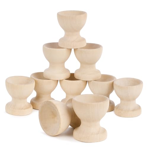 BOFUNX 10pcs Portauova in Legno Porta Uovo di Pasqua Uova Tazze Vassoio per Uova Legno Decorazioni Pasquali Fai da Te per Bambini Adulti Festa