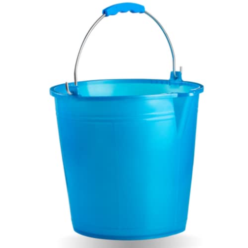 Ecoplast | Secchio 7 Litri con Manico Ergonomico e Becco, Azzurro, ø 24, Made in Italy