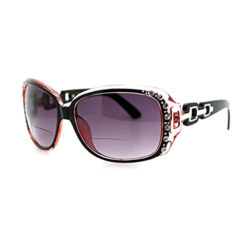 Womens Bifocal Lens Sunglasses Oversized Square Rhinestone Frame (Pink, 2.25)2