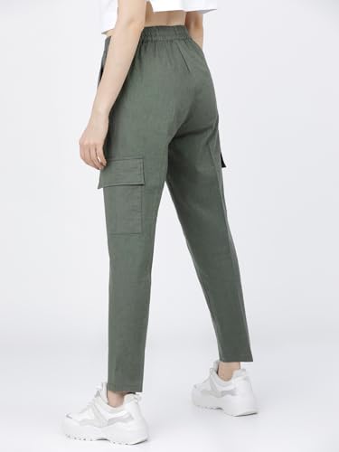 Image of Tokyo Talkies Women's Regular Fit Cargos Trousers | Stretchable Trousers| Mid-Rise