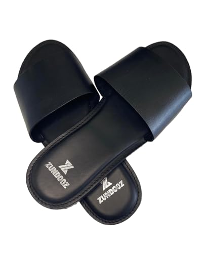 ZUNDOOZ Sandalias planas de cuero para hombre, color negro, talla 36-40, Black, 42 1/3 EU