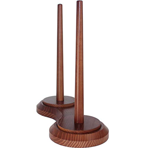 Barva Double Wood Yarn Holder Advanced Metal Twirling Mechanism Lazy Susan Big Stand Ball Spindle Sewing Crocheting Tool Wool Cord Organizer Ribbon Storage Knitting Embroidery Thread Crochet Accessory #TOP5
