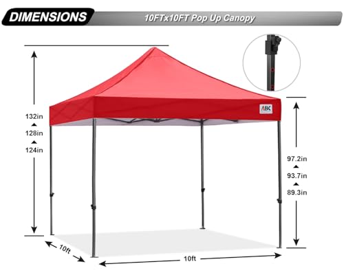 Image of ABCCANOPY Patio Pop Up Canopy Tent 10x10 Commercial-Series (Red)