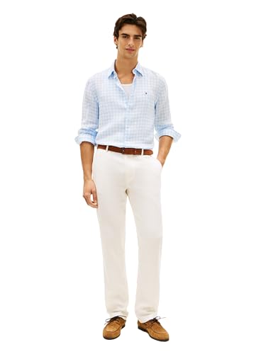Image of Tommy Hilfiger Men's Long Sleeve Casual Linen Button Down Shirts in Regular Fit