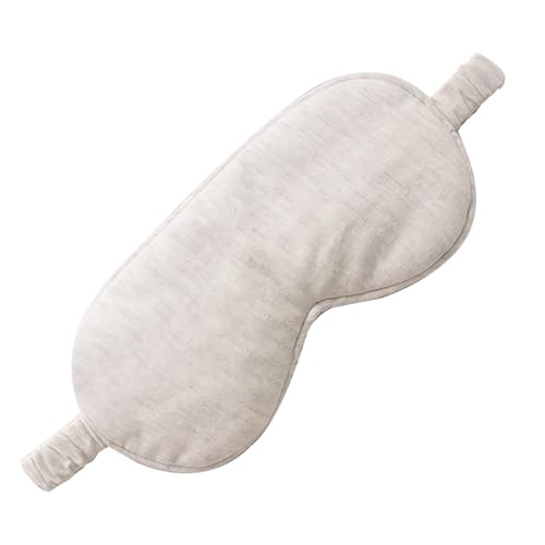 Masque de sommeil beige en coton bio léger et confortable avec élastique idéal pour la nuit et les voyages.