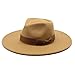 Produktbild maozuzyy Fedora Trilby Fedora Hut Frauen Breite Krempe Belted Ribbon Plain Round Top Damen Hüte Klassisch Einfaches Abendkleid Schwarz Weiß Winter Kirchenhut-Camel_Size_56-58Cm