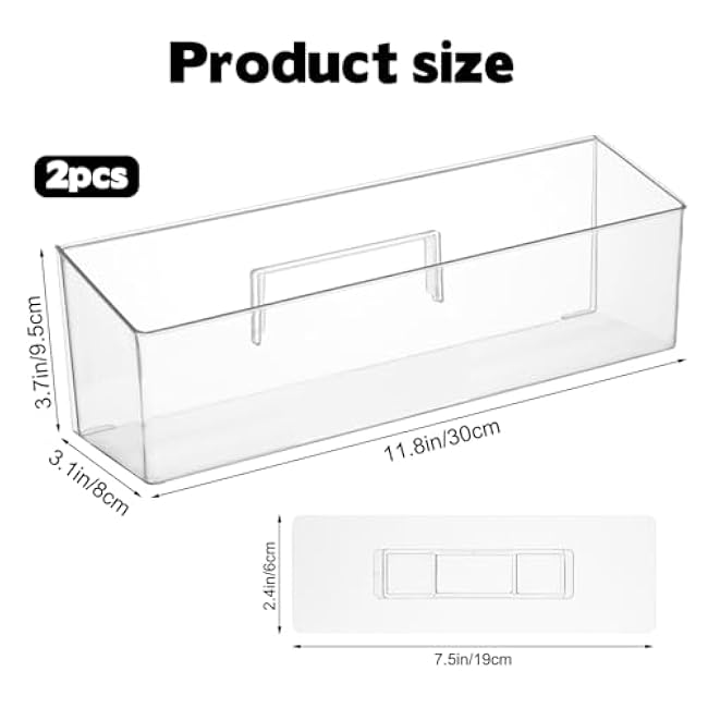 2 Pack Spice Rack, Wall Mounted Storage Organizer Bins, Clear Plastic Seasoning Jars Rack Condiment Bottles Shelf Removable Makeup Organizer for Kitchen Cabinet Doors Pantry RV Organization