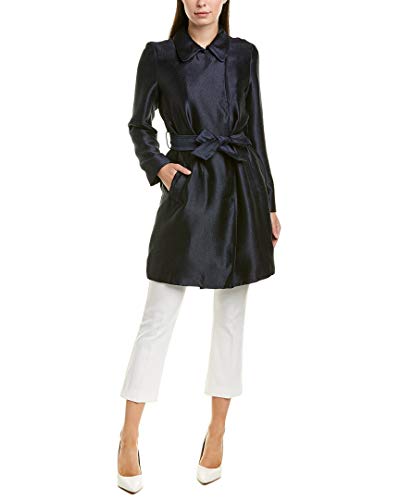 Vince Camuto Womens Satin Twill Trench Coat Navy XXS