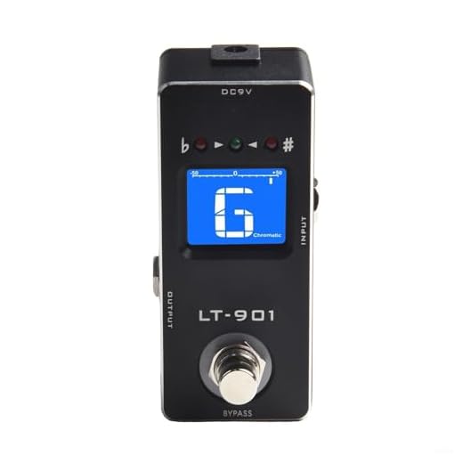 Rowin Pedal de afinador de guitarra con diseño compacto y LCD para afinación precisa en una amplia gama
