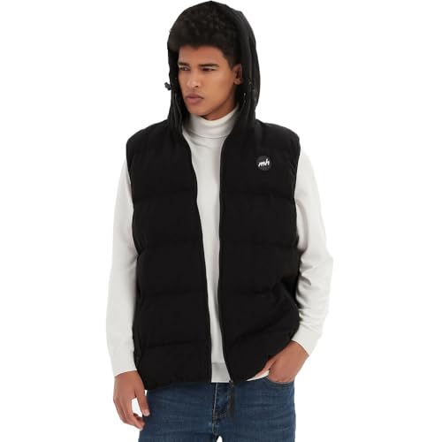 Image of MADHERO Men's Puffer Vest with Hood Water-Resistant Puffy Vests Outerwear Sleeveless Jacket