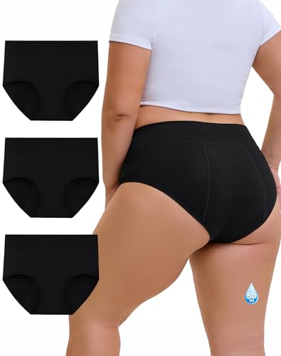 Image of INNERSY Period Pants Heavy Flow Black Menstrual Briefs, XL, 3 Classic Black