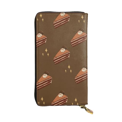 Chocolate Squares Cake Prints Leather Long Clutch Wallet for Fashionable Girls and Women - Durable, Stylish, and Functional, Black, One Size