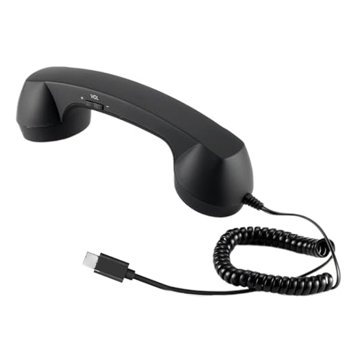 Combiné de téléphone rétro USB C | Récepteur avec microphone | Branchez le combiné de téléphone portable – Pour appels, réunions, travail,...