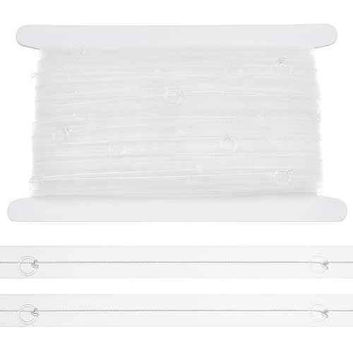 BENECREAT 21.8 Yards/20m Clear Curtain Tape with Roman Rings, Nylon Translucent Sewing Tape Flat Curtain Tape for Window Hooks Used to Make Home Decor Items