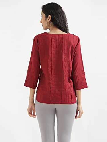 Image of SAADAA Everyday Cotton Top | Women's Regular Solid Color Top | Casual /Office Wear