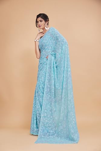 Image of Garden Vareli Summer Roganza Viscose Brasso Floral Print Christmas Special Saree